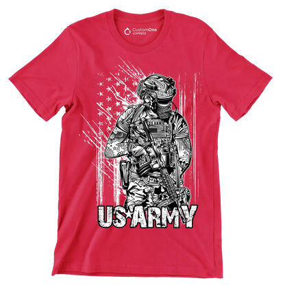 US Army - Veterans Themed T-Shirt-Red-S-Custom One Express