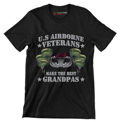 U.S. Airborne Veterans Make The Best Grandpas - Veterans Themed T-Shirt-Black-S-Custom One Express