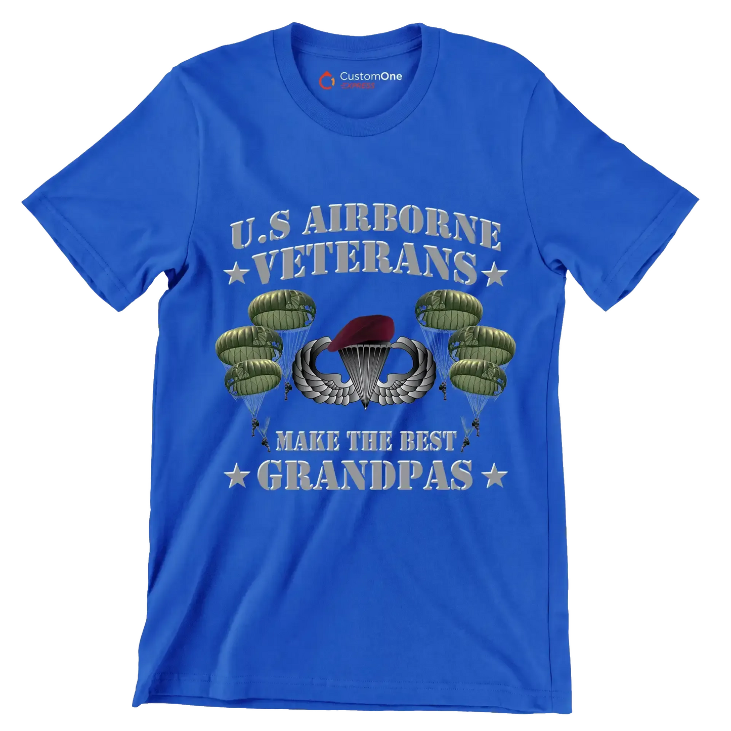 U.S. Airborne Veterans Make The Best Grandpas - Veterans Themed T-Shirt-Blue-S-Custom One Express