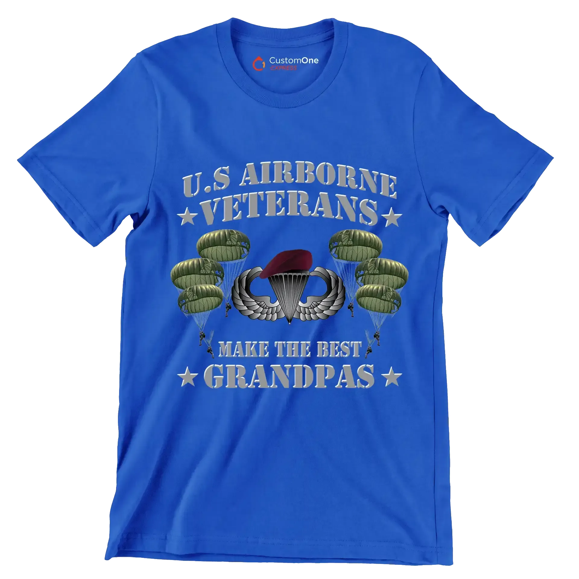 U.S. Airborne Veterans Make The Best Grandpas - Veterans Themed T-Shirt-Blue-S-Custom One Express