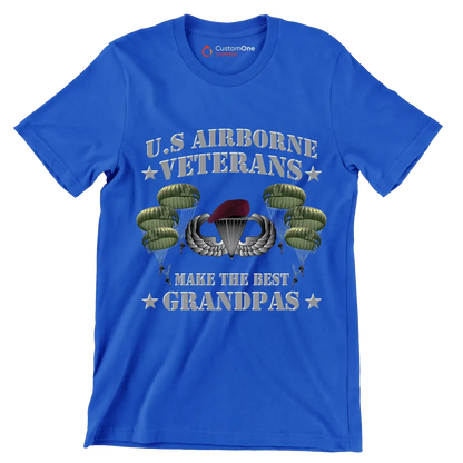 U.S. Airborne Veterans Make The Best Grandpas - Veterans Themed T-Shirt-Blue-S-Custom One Express