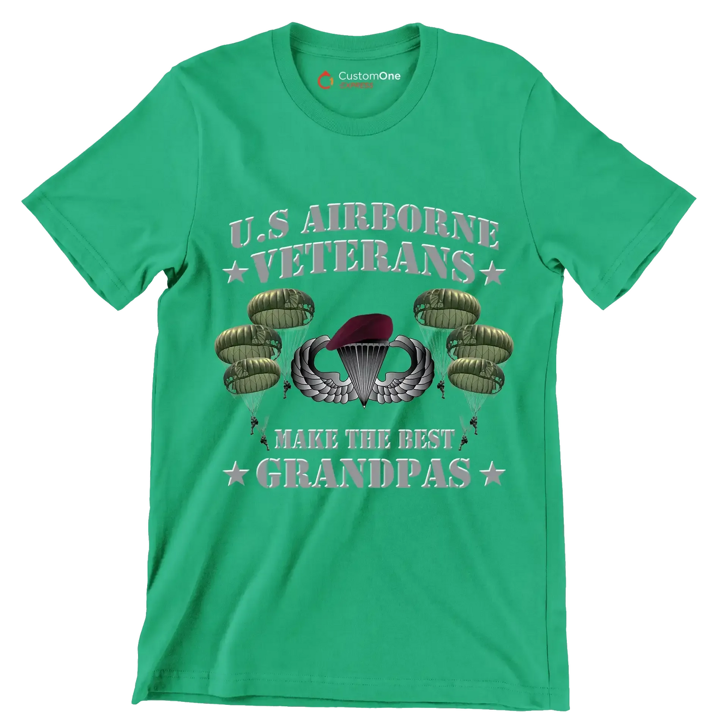 U.S. Airborne Veterans Make The Best Grandpas - Veterans Themed T-Shirt-Green-S-Custom One Express