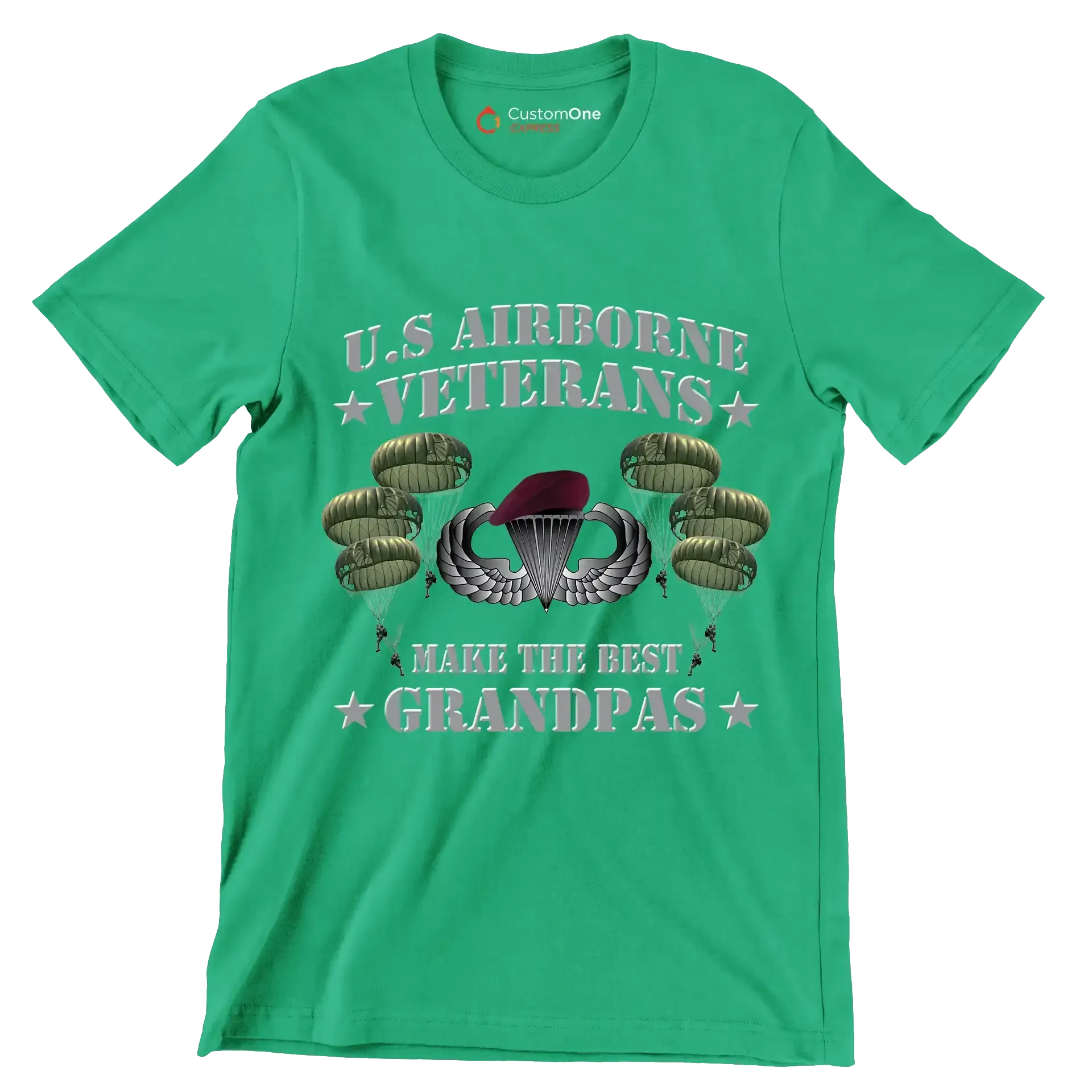 U.S. Airborne Veterans Make The Best Grandpas - Veterans Themed T-Shirt-Green-S-Custom One Express