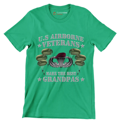 U.S. Airborne Veterans Make The Best Grandpas - Veterans Themed T-Shirt-Green-S-Custom One Express
