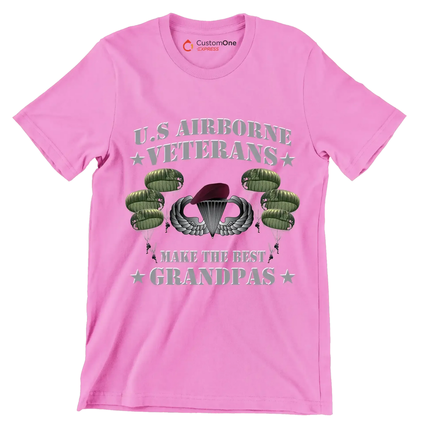 U.S. Airborne Veterans Make The Best Grandpas - Veterans Themed T-Shirt-Pink-S-Custom One Express