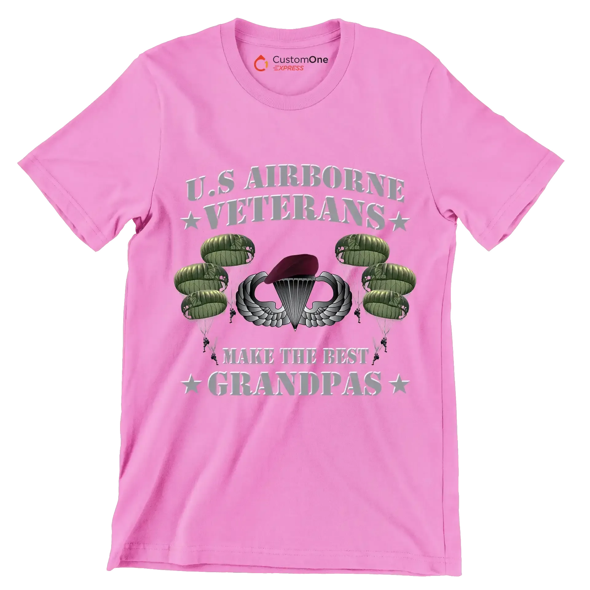 U.S. Airborne Veterans Make The Best Grandpas - Veterans Themed T-Shirt-Pink-S-Custom One Express