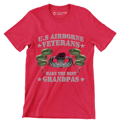 U.S. Airborne Veterans Make The Best Grandpas - Veterans Themed T-Shirt-Red-S-Custom One Express
