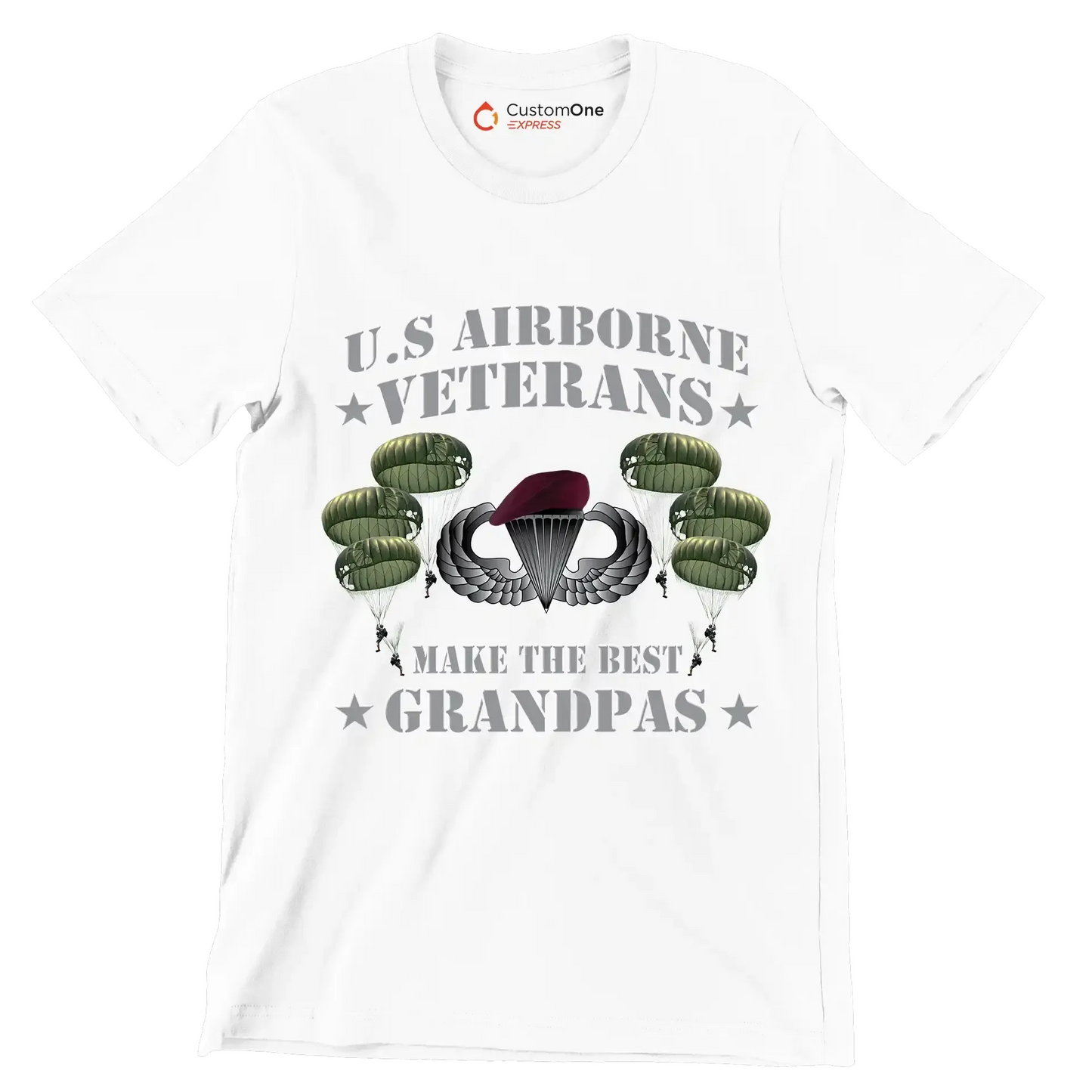 U.S. Airborne Veterans Make The Best Grandpas - Veterans Themed T-Shirt-White-S-Custom One Express