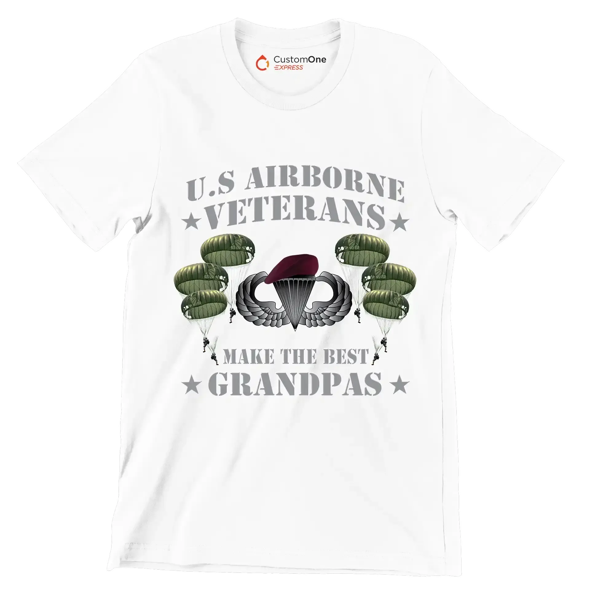 U.S. Airborne Veterans Make The Best Grandpas - Veterans Themed T-Shirt-White-S-Custom One Express