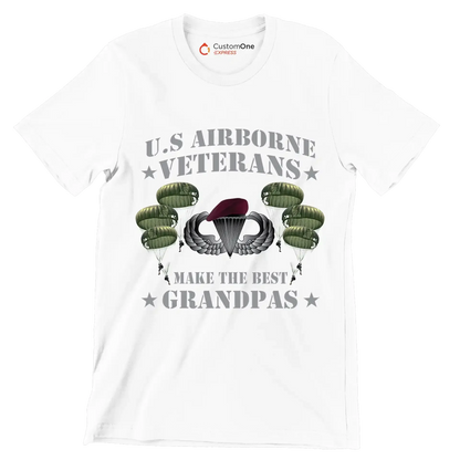 U.S. Airborne Veterans Make The Best Grandpas - Veterans Themed T-Shirt-White-S-Custom One Express