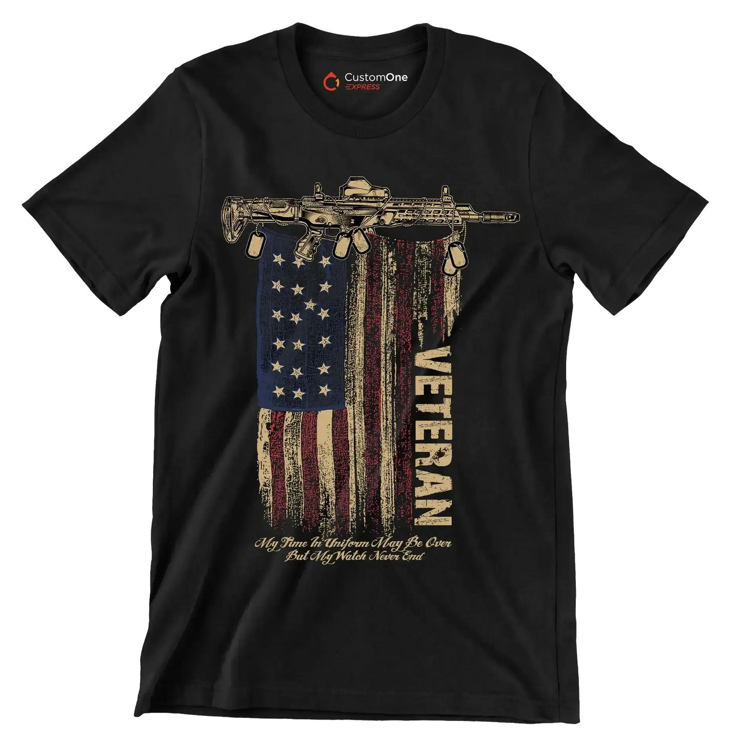 VETERAN - Veterans Themed T-Shirt-Black-S-Custom One Express