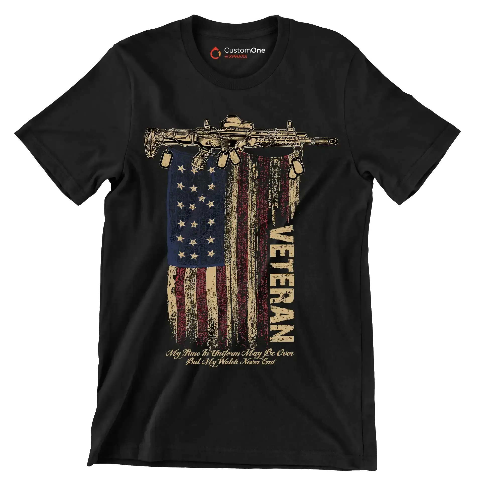 VETERAN - Veterans Themed T-Shirt-Black-S-Custom One Express