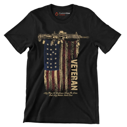 VETERAN - Veterans Themed T-Shirt-Black-S-Custom One Express