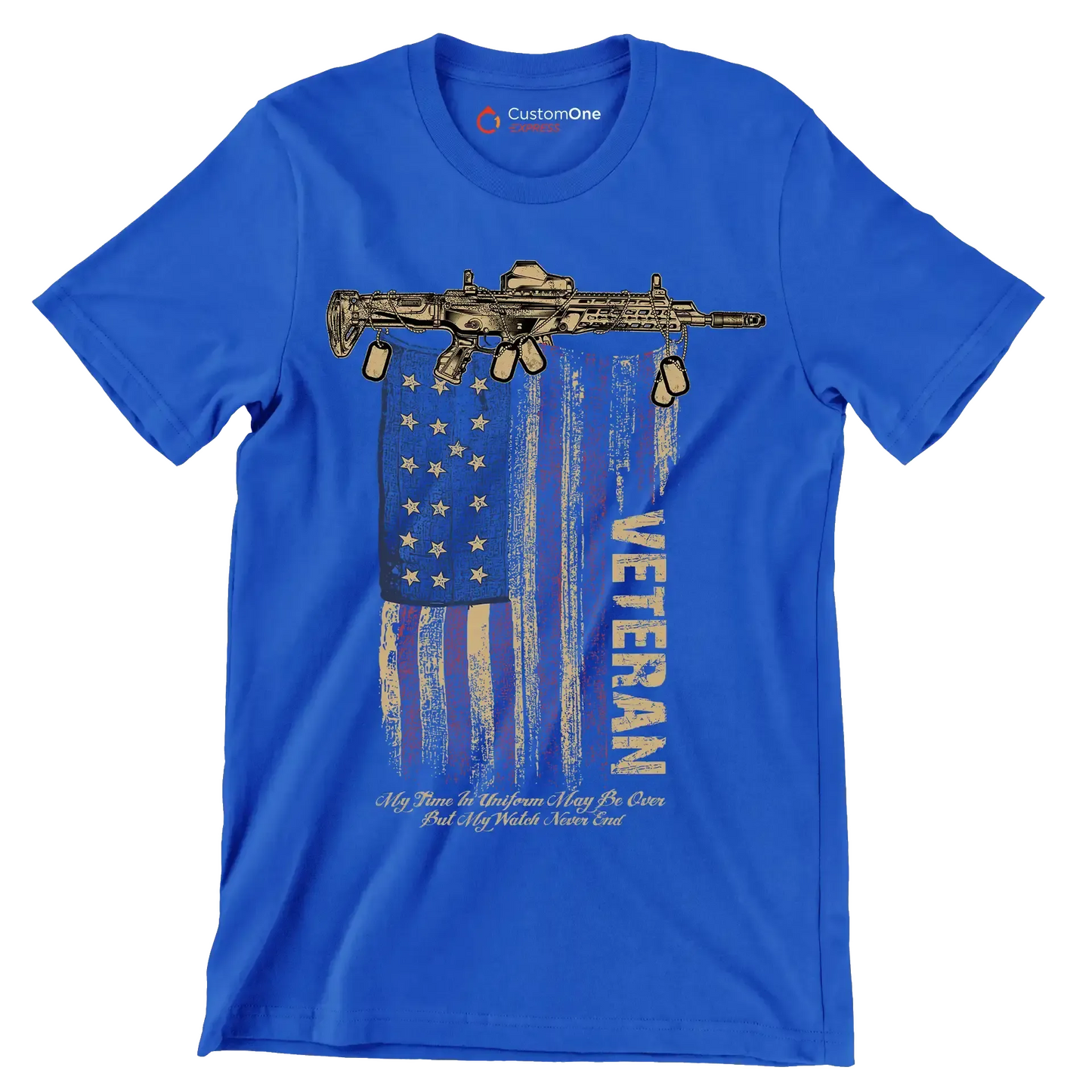 VETERAN - Veterans Themed T-Shirt-Blue-S-Custom One Express