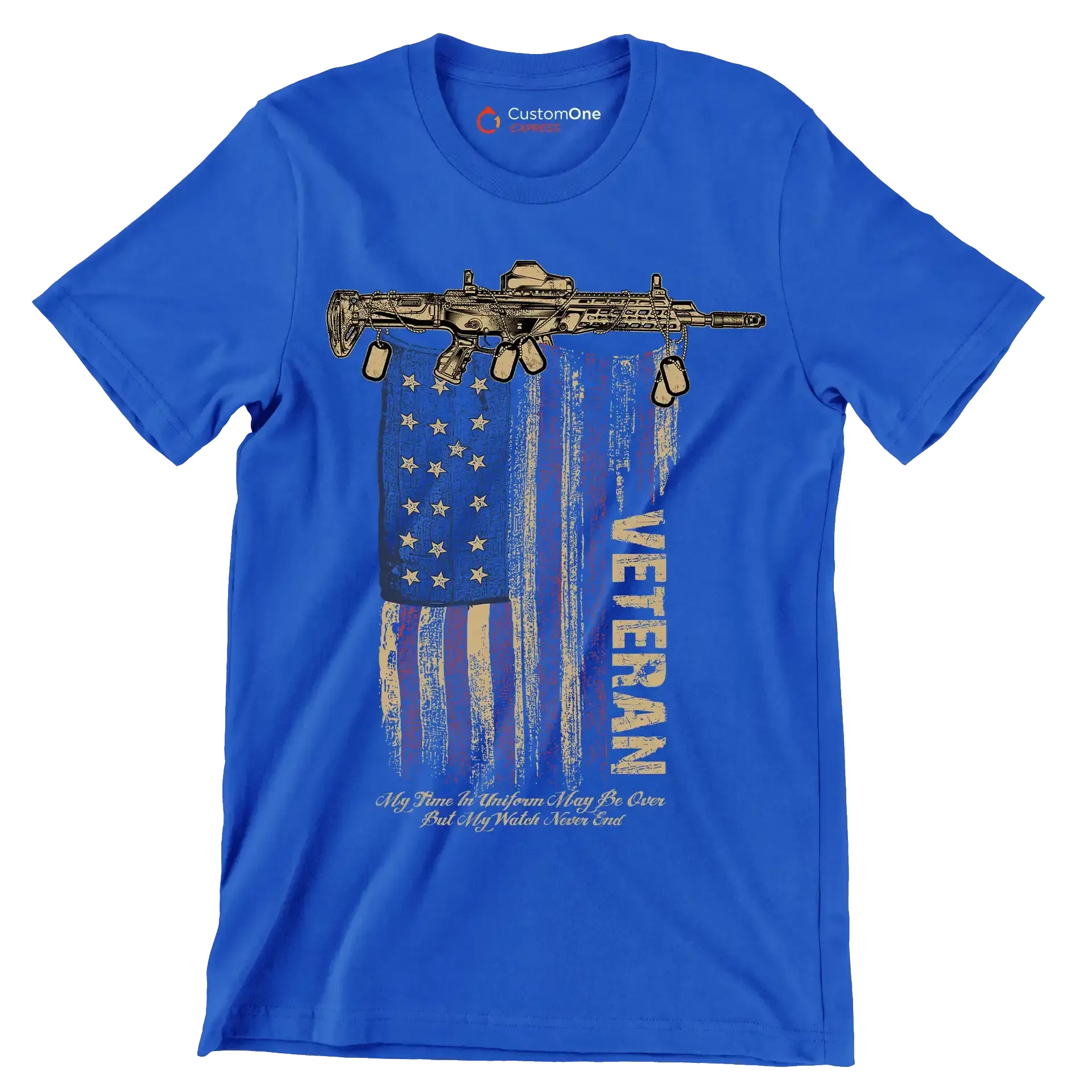 VETERAN - Veterans Themed T-Shirt-Blue-S-Custom One Express