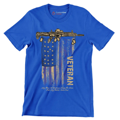 VETERAN - Veterans Themed T-Shirt-Blue-S-Custom One Express