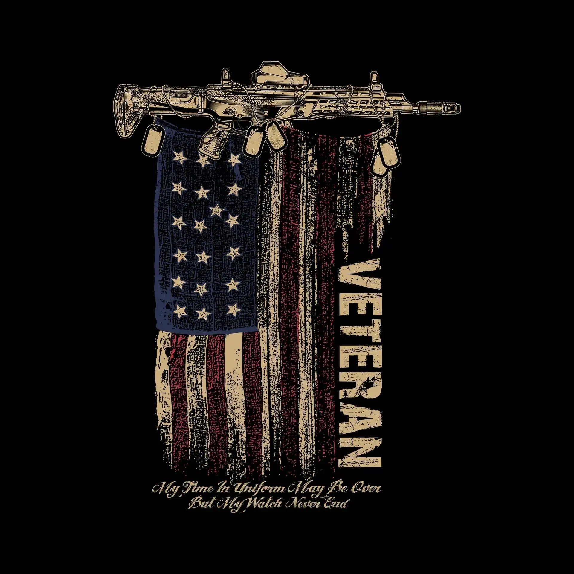 VETERAN - Veterans Themed T-Shirt-Black-S-Custom One Express