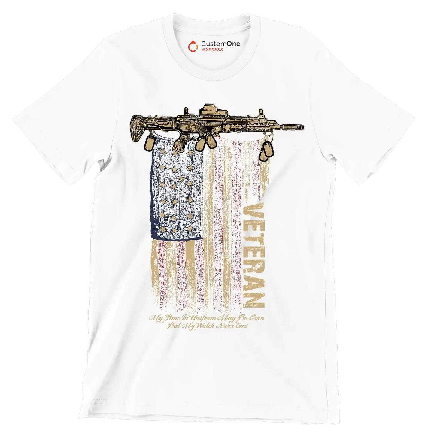 VETERAN - Veterans Themed T-Shirt-White-S-Custom One Express