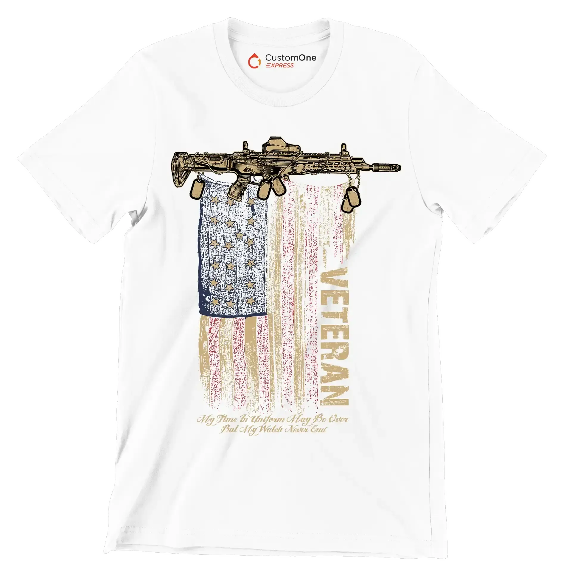 VETERAN - Veterans Themed T-Shirt-White-S-Custom One Express