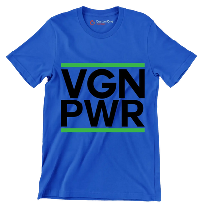 VGN PWR - Vegan Themed T-Shirt-Blue-S-Custom One Express