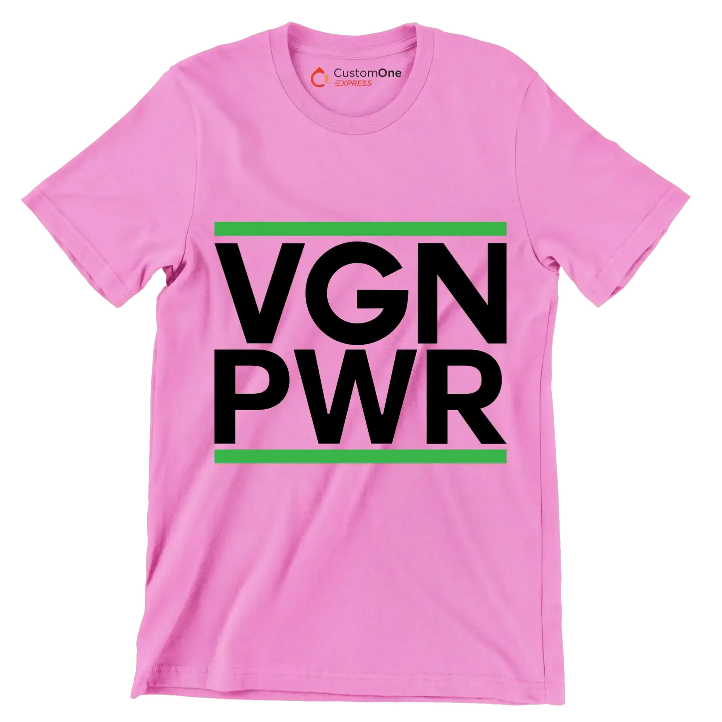 VGN PWR - Vegan Themed T-Shirt-Pink-S-Custom One Express