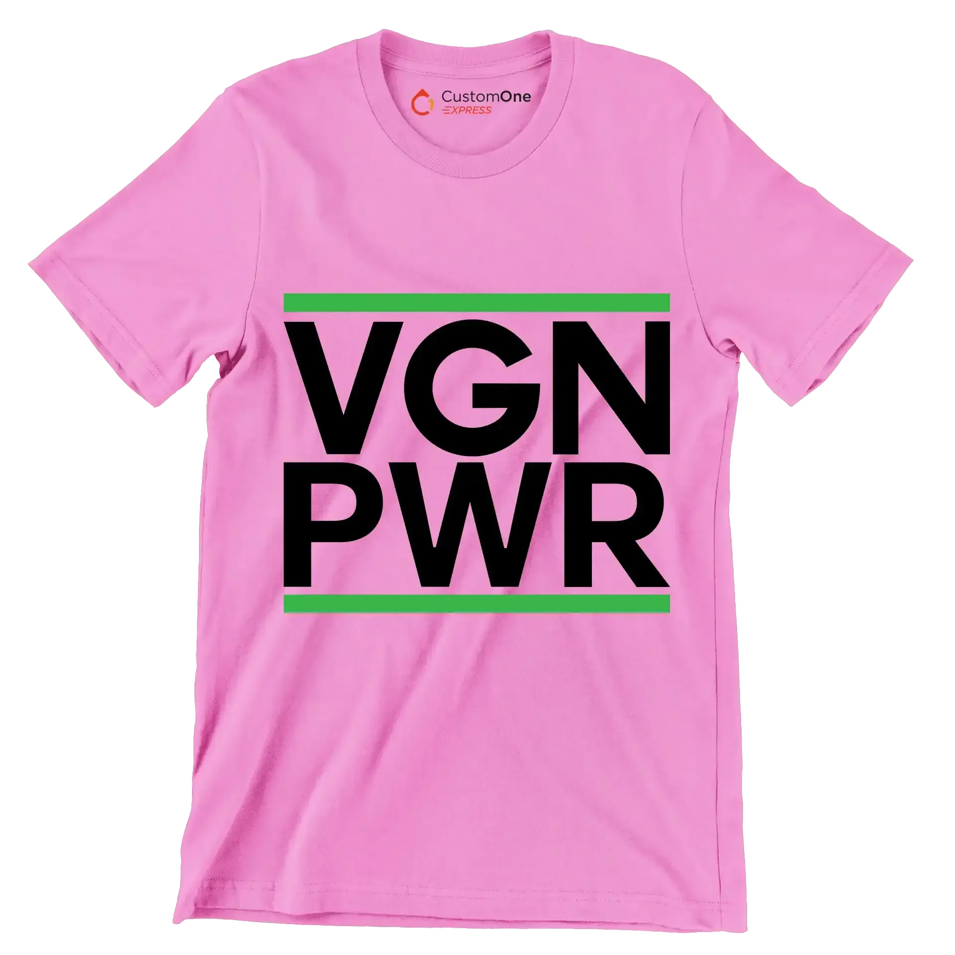 VGN PWR - Vegan Themed T-Shirt-Pink-S-Custom One Express