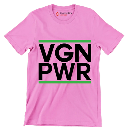 VGN PWR - Vegan Themed T-Shirt-Pink-S-Custom One Express
