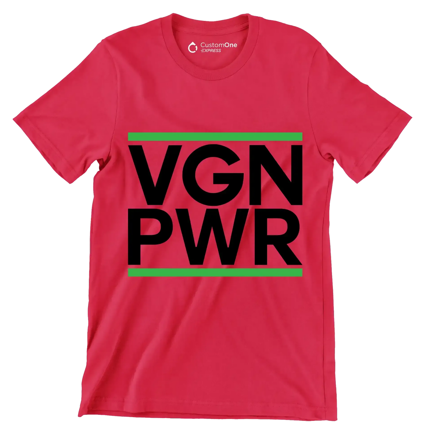 VGN PWR - Vegan Themed T-Shirt-Red-S-Custom One Express