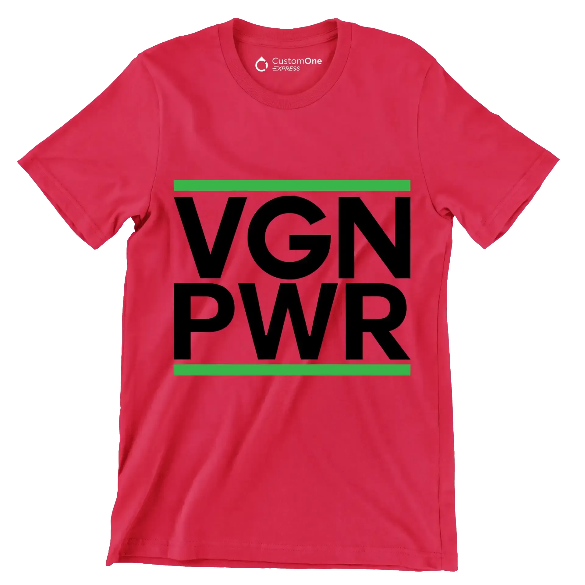 VGN PWR - Vegan Themed T-Shirt-Red-S-Custom One Express