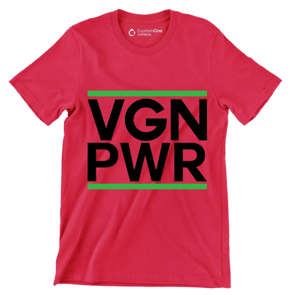 VGN PWR - Vegan Themed T-Shirt-Red-S-Custom One Express