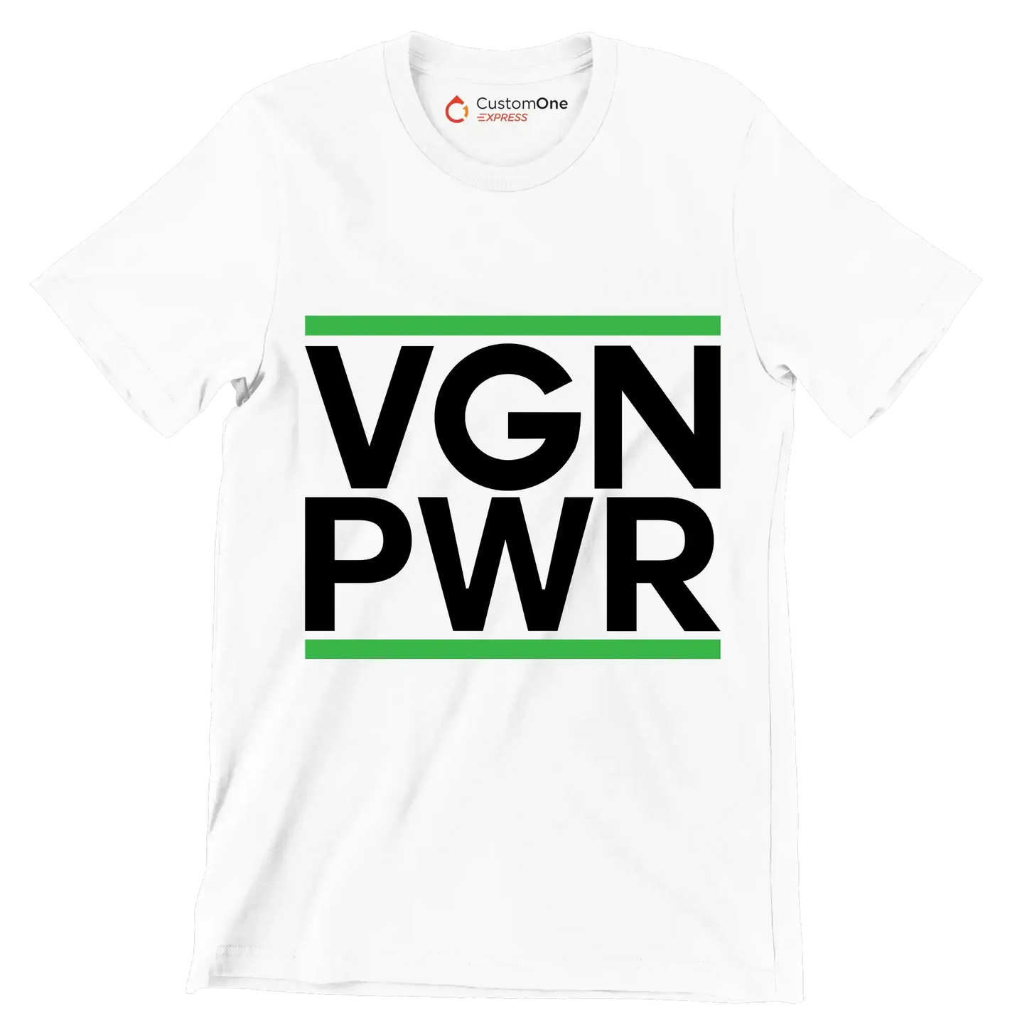 VGN PWR - Vegan Themed T-Shirt-White-S-Custom One Express
