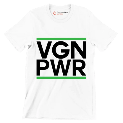 VGN PWR - Vegan Themed T-Shirt-White-S-Custom One Express