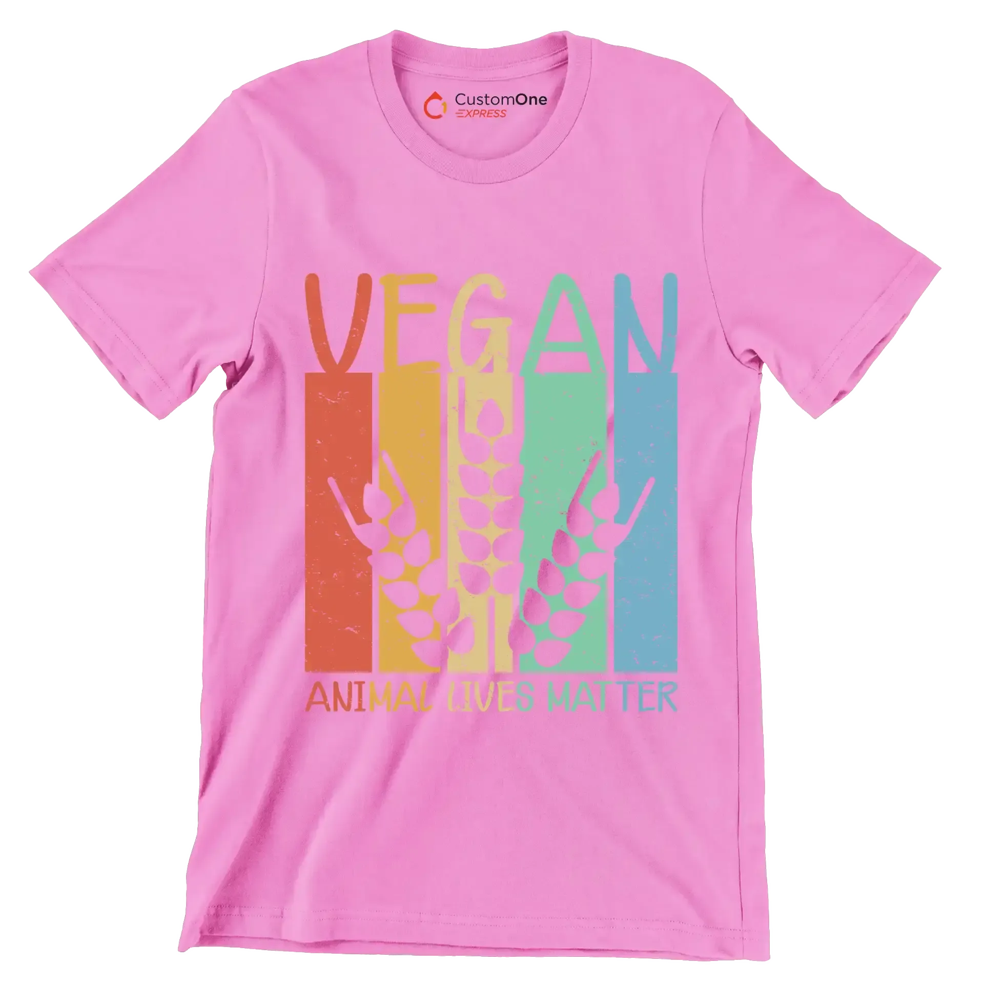 Vegan animal lives matter - Vegan Themed T-Shirt-Pink-S-Custom One Express