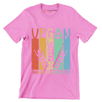 Vegan animal lives matter - Vegan Themed T-Shirt-Pink-S-Custom One Express