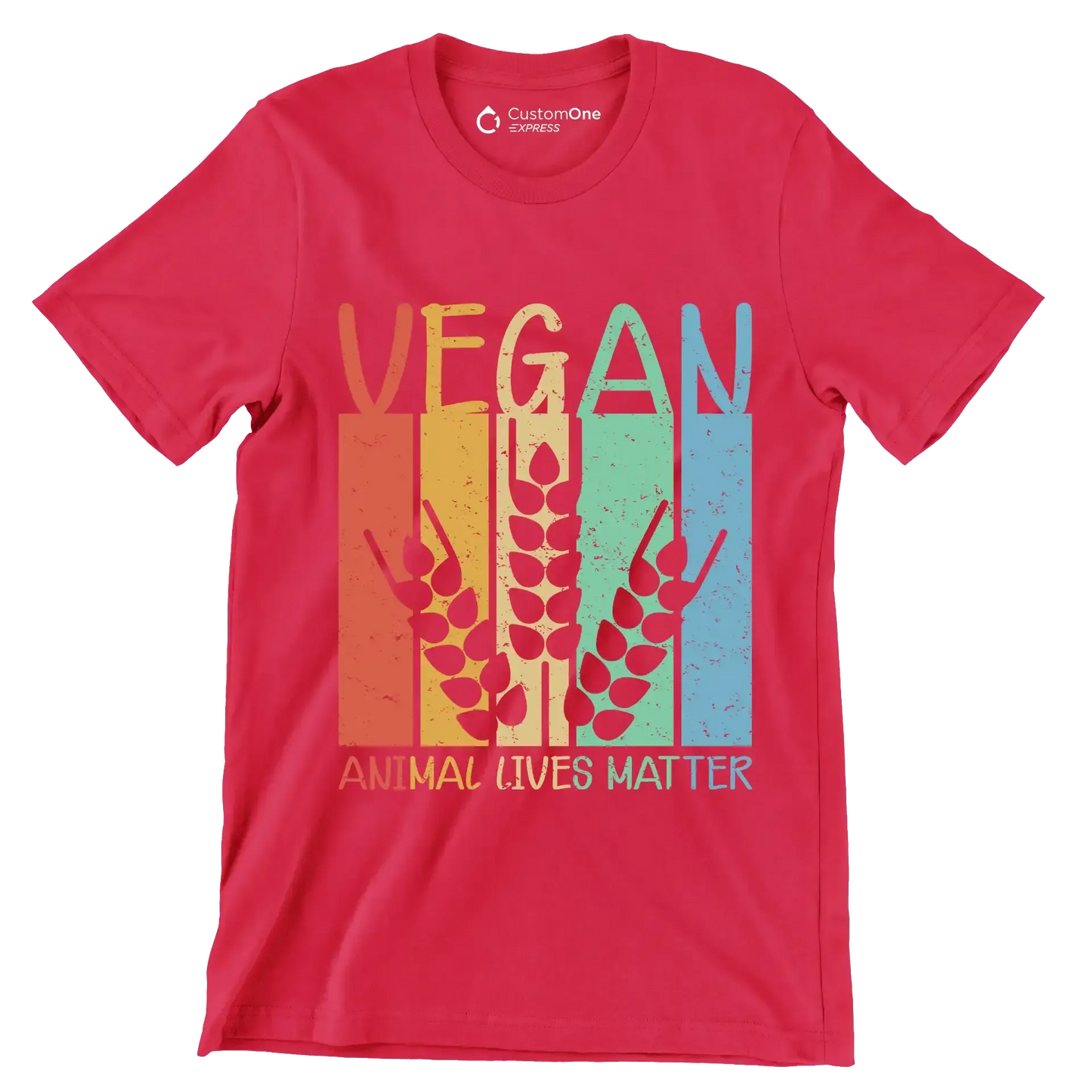 Vegan animal lives matter - Vegan Themed T-Shirt-Red-S-Custom One Express