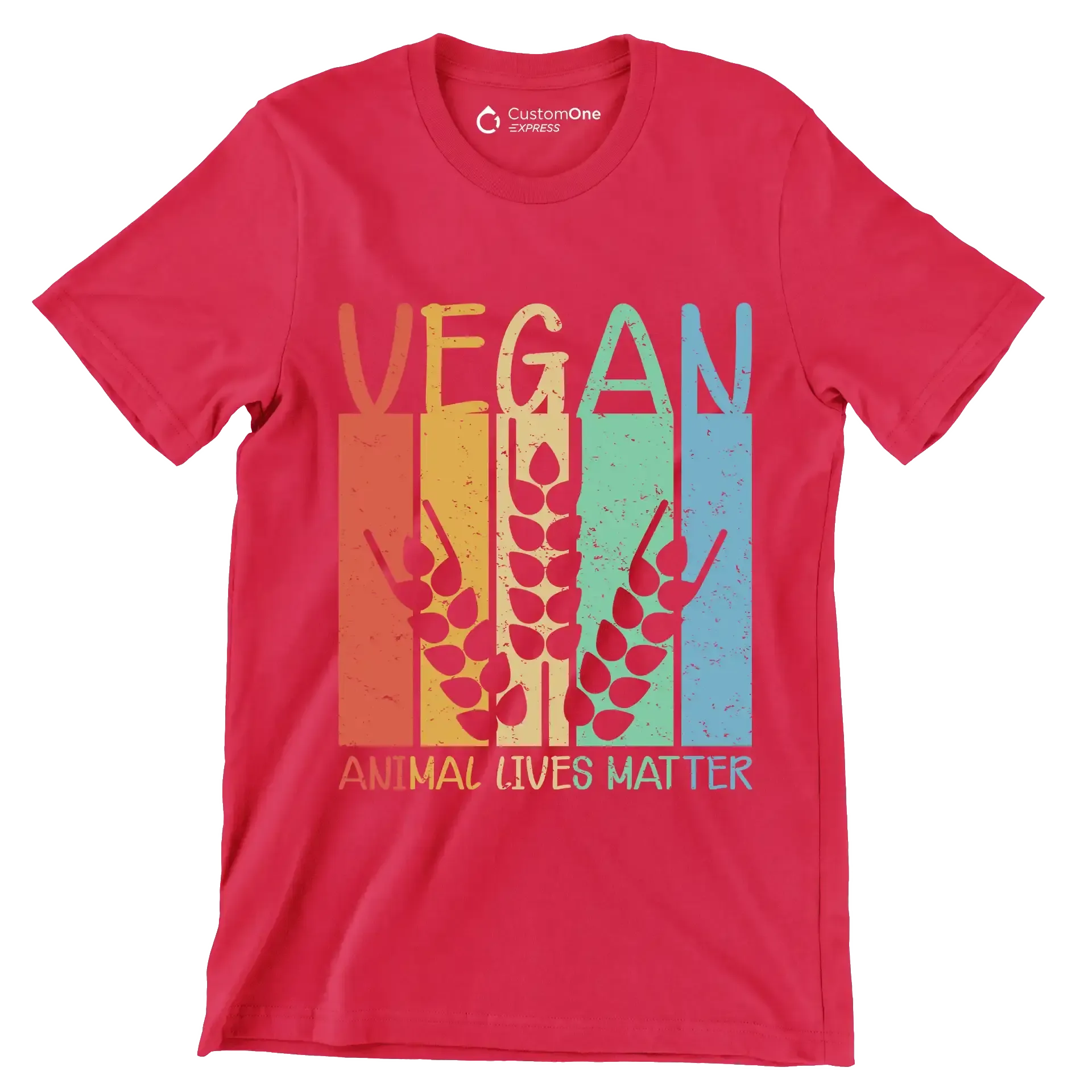 Vegan animal lives matter - Vegan Themed T-Shirt-Red-S-Custom One Express