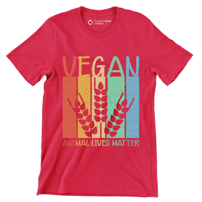 Vegan animal lives matter - Vegan Themed T-Shirt-Red-S-Custom One Express