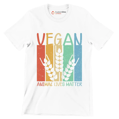 Vegan animal lives matter - Vegan Themed T-Shirt-White-S-Custom One Express