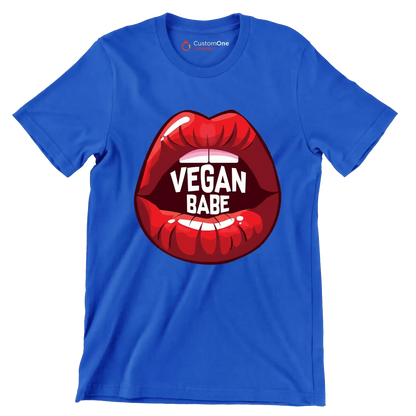 Vegan babe - Vegan Themed T-Shirt-Blue-S-Custom One Express