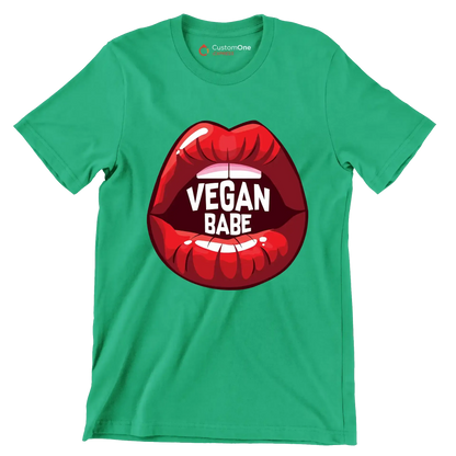 Vegan babe - Vegan Themed T-Shirt-Green-S-Custom One Express