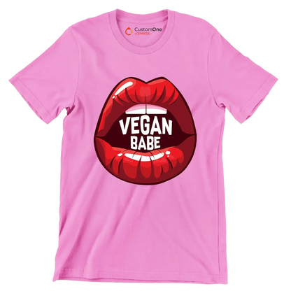 Vegan babe - Vegan Themed T-Shirt-Pink-S-Custom One Express