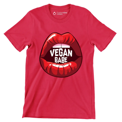 Vegan babe - Vegan Themed T-Shirt-Red-S-Custom One Express
