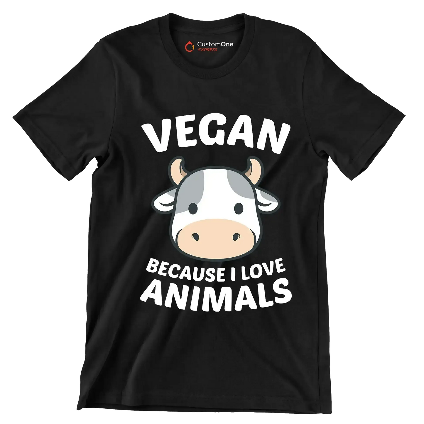 Vegan because I love animals - Vegan Themed T-Shirt-Black-S-Custom One Express
