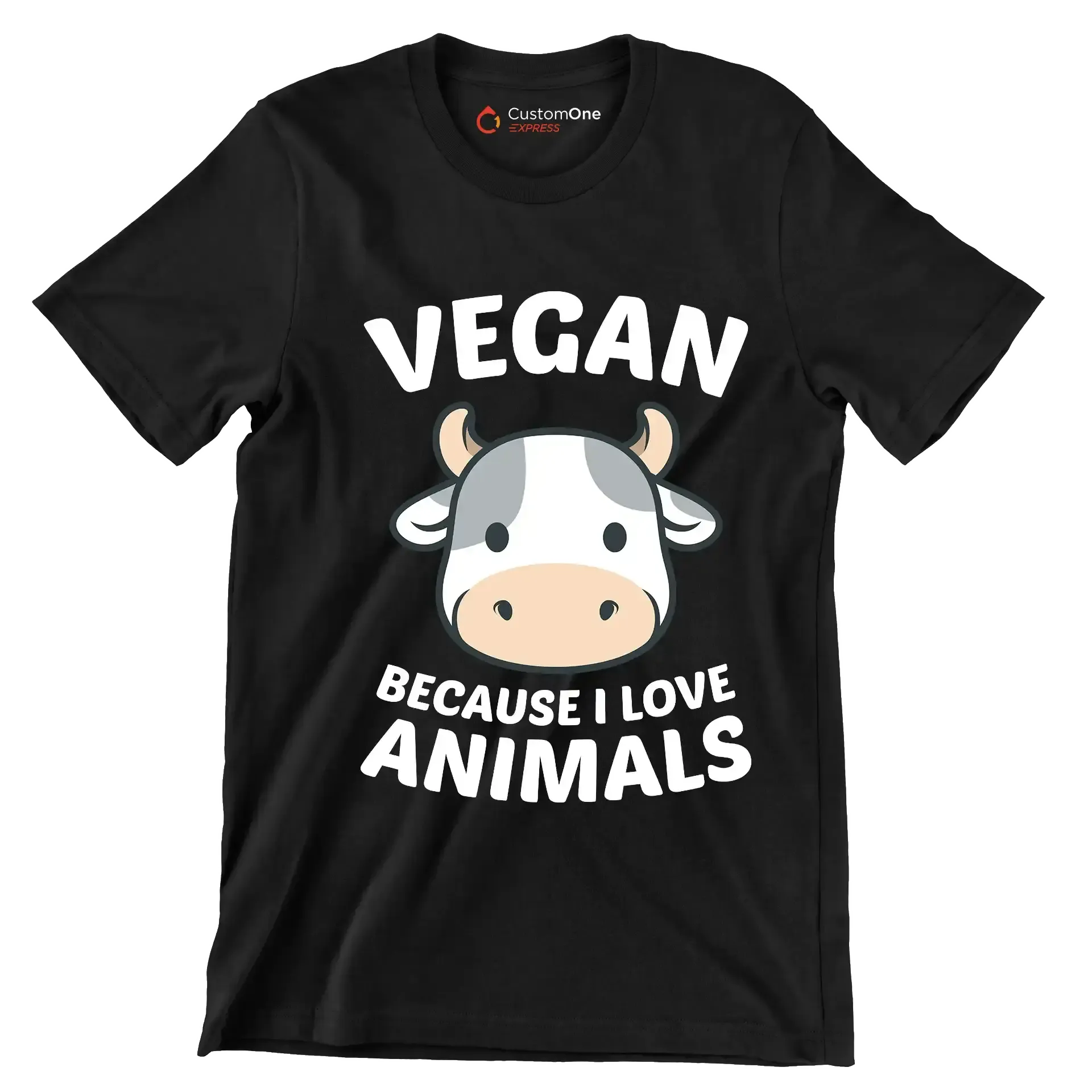 Vegan because I love animals - Vegan Themed T-Shirt-Black-S-Custom One Express