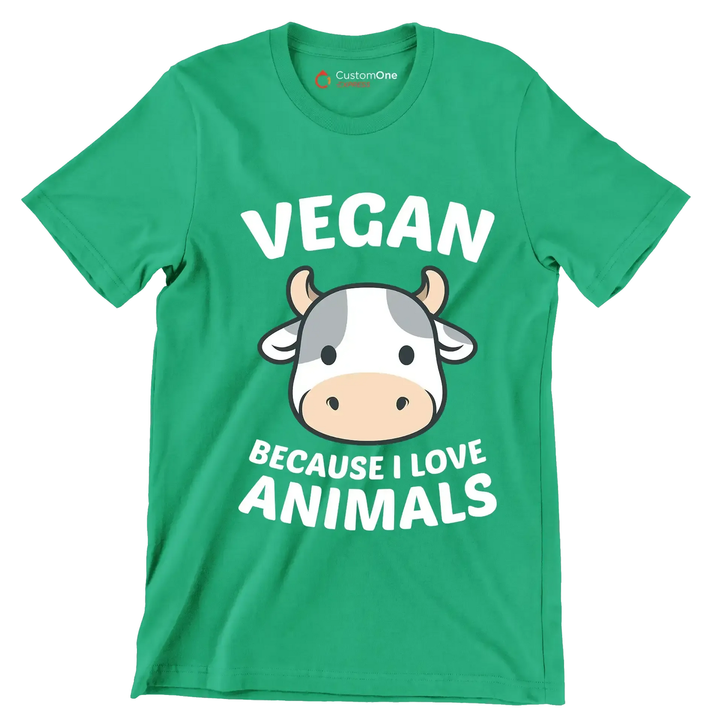 Vegan because I love animals - Vegan Themed T-Shirt-Green-S-Custom One Express