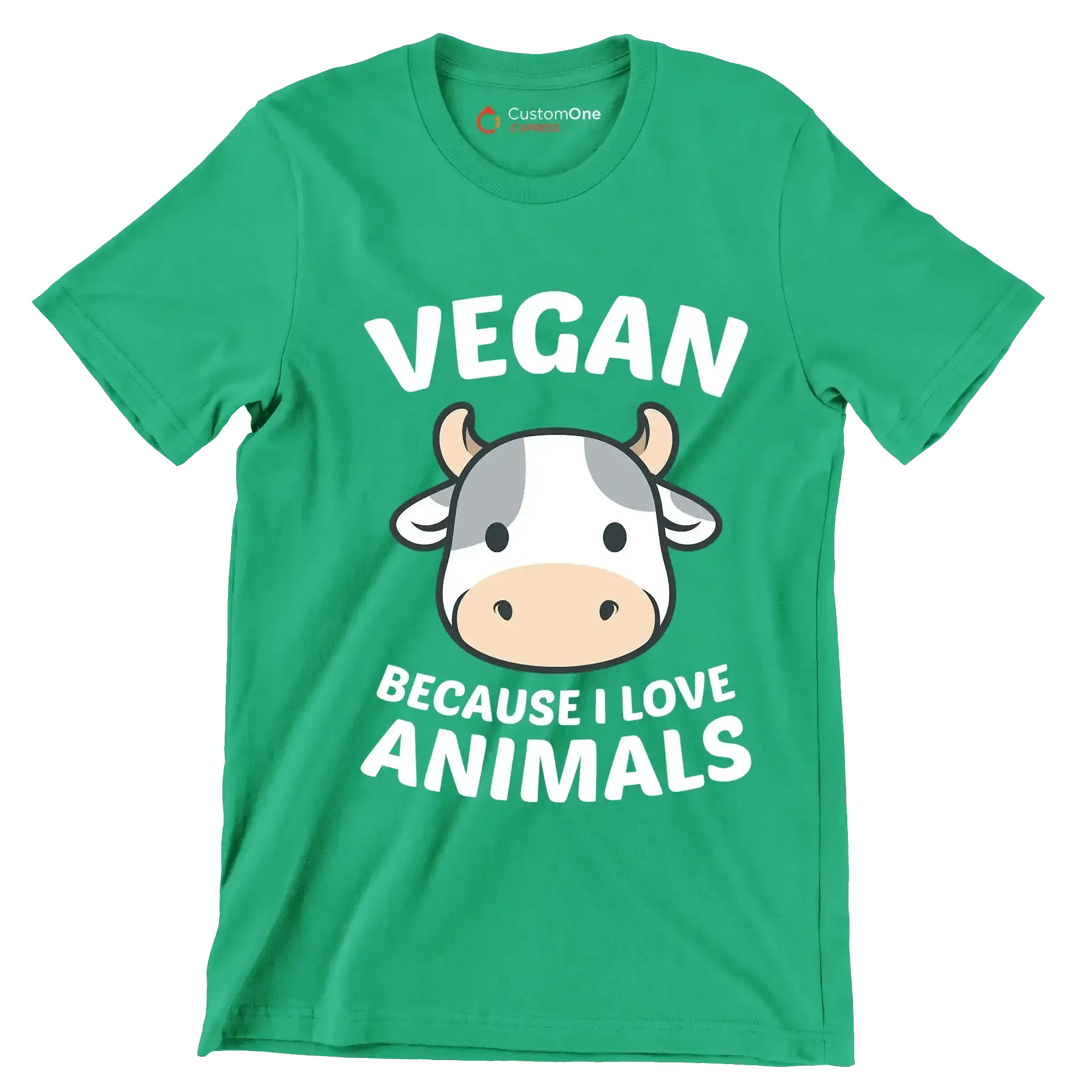 Vegan because I love animals - Vegan Themed T-Shirt-Green-S-Custom One Express