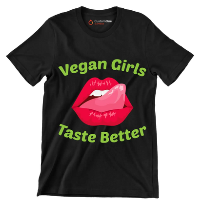 Vegan girls taste better - Vegan Themed T-Shirt-Black-S-Custom One Express