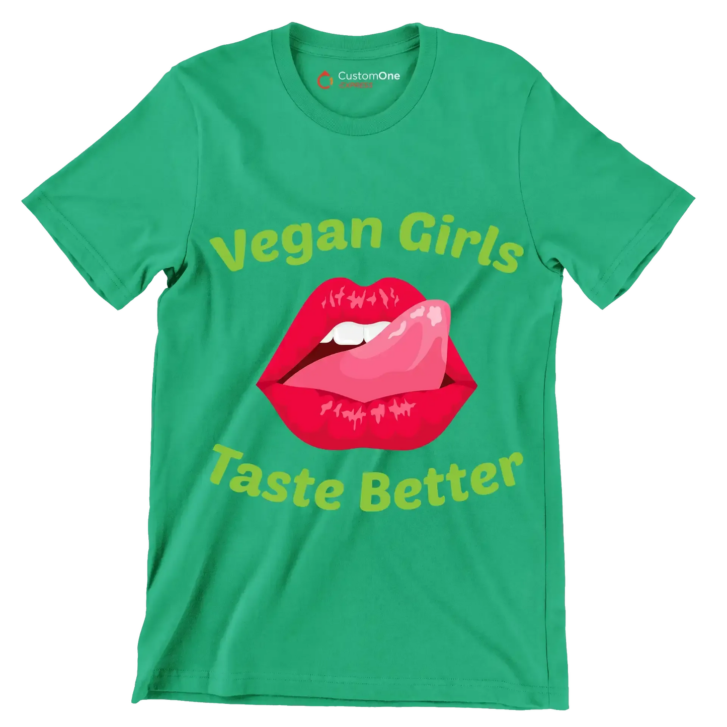 Vegan girls taste better - Vegan Themed T-Shirt-Green-S-Custom One Express