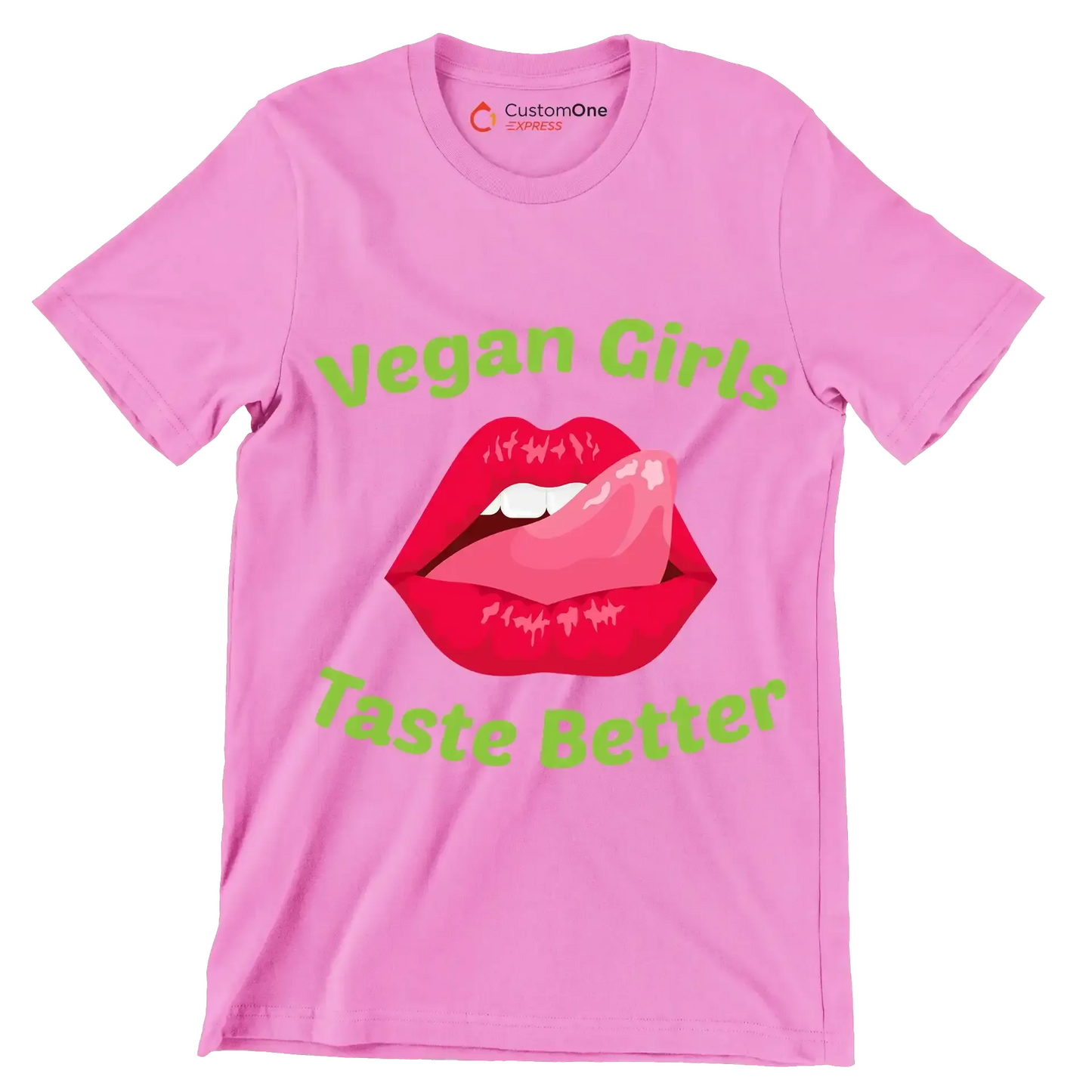 Vegan girls taste better - Vegan Themed T-Shirt-Pink-S-Custom One Express