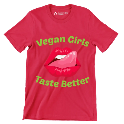 Vegan girls taste better - Vegan Themed T-Shirt-Red-S-Custom One Express